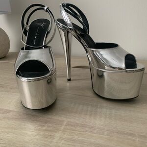Giuseppe Zanotti Metallic Silver Platform Heels